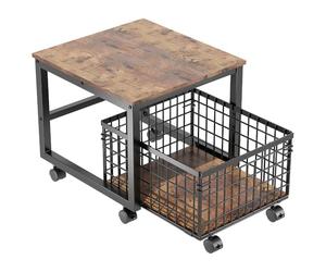 Lidzopas Movable Mini Fridge Stand with Foldable Drawer Basket Mini Drinks Refrigerator Cabinet with Lockable Wheels Fridge Cart, Sturdy Metal Frame, for Home Office, 54x50x45.7Cm