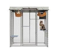 Lidzopas Spacious Outdoor Metal Cat Enclosure - Large Catio with Walk-in Access, 4 Platforms, Hammock, Weatherproof Roof & Condo - Secure Shelter for Multiple Cats, Ideal for Garden or Patio