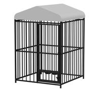 Lidzopas Sturdy Outdoor Dog House - Heavy Duty Galvanized Steel Kennel with Secure Lock, UV & Water-Resistant Canopy, Spacious Playpen for Medium and Large Dogs, for Garden or Backyard, Size: 4x4x6FT