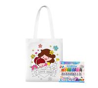 Lieawy Blank Canvas Tote Bags | Coloring Doodle Bag | Mother's Day Educational Learning Activities with Paint Pens for Kids Ages 3+ Home Kindergarten Classroom School Outdoor Travel