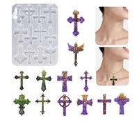Lieawy Cross Pendants Mold | 12-Cavity Silicone Jewelry Making Mould,Cross Ornaments Mold - for Decorations Holiday Birthday Offices Home Room Desk Desktop School Dormitory Apartment