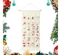 Lieawy Fabric Countdown Calendar - Reusable Holiday Wall Decoration | Countdown to Christmas Wall Calendar with Pockets,for Chocolate Cookie Toy Treat Party Favors Goodie