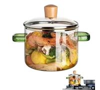 Lieawy Glass Pots for Cooking,1600ml Transparent Heat-Resistant Simmer Kettle | Clear Pots for Cooking - for Soup Milk Kitchen Stove Sauce Pasta Tea Brewing