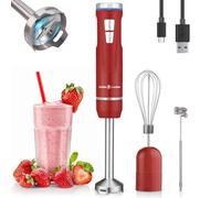 Liebe&Lecker Immersion Blender Handheld Cordless, 3 in 1 Cordless Hand Blender, 8 Speed Emulsion Blender Handheld with Whisk Milk Frother for Soup Smoothie