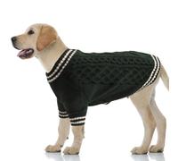 LiebeDD Dog Jumper 2XL, V-Neck Knitted Dog Sweater with Long Sleeves Winter Warm Jumper for Puppy Small Medium and Large Dogs, for Welsh Corgi,Labrador, Pug, Weimaraner, Green