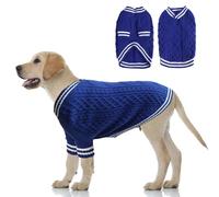 LiebeDD Dog Jumper 2XL, V-Neck Knitted Dog Sweater with Long Sleeves Winter Warm Jumper for Puppy Small Medium and Large Dogs, for Welsh Corgi,Labrador, Pug, Weimaraner, Blue
