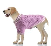 LiebeDD Dog Jumper 4XL, V-Neck Knitted Dog Sweater with Long Sleeves Winter Warm Jumper for Puppy Small Medium and Large Dogs, for Welsh Corgi,Labrador, Pug, Weimaraner, Purple