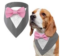 LiebeDD Dog Tuxedo Bandanas, Formal Dog Bow Tie Pet Dog Bandana for Birthday Wedding, Adjustable Dog Wedding Outfit Dog Accessories for Small Medium Large Dogs Grey M