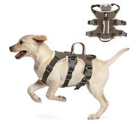 LiebeDD French Bulldog Harnesses, Anti Pull Dog Harness for Large Medium Small Dog Puppy, Assistance Service Dog Harness Front Clip Dog Harness With handle, Green, L