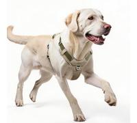 LiebeDD Large Dog Harness, Y Shaped No Pull Harness with Handle & Front Clip, Adjustable Vest Harnesses, Reflective Basic Dog Halter Harnesses for Dogs Labrador German Shepherd, Khaki XL
