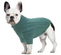 LiebeDD Large Dog Jumper, Turtleneck Knitted Dog Sweater with Leash Hole Winter Warm Jumper for Large Dogs Cold Weather Knitwear for Labrador Pug, Turquoise