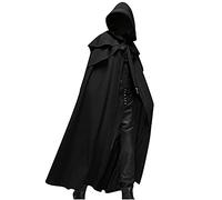 Liebeimmer Unisex Men's Medieval Cape Cloak with Hood - Witch Party Tunic Cape Assassin Hooded Cloak Halloween Cosplay Costumes, Shipping 7 Days Black