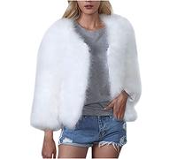 Liebeimmer Women Luxury Soft Fur Coat Fluffy Winter Warm Bolero Jacket Evening Fluffy Faux Fur Shrug Cardigans Shawl Wraps Cape, Winter Fashion Jacket Coat, UK Size, Shipping 7 Days White