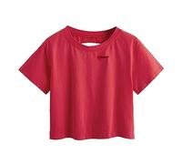 Liebeimmer Womens Casual Summer Y2K Top Sexy Cute Workout Crop Top Teen Girls Trendy Cutout Short Sleeve Distressed Crop T-Shirt/UK Size/Shipping 7 Days Red