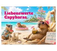 Liebenswerte Capybaras (Wandkalender 2027 DIN A2 quer), CALVENDO Monatskalender: Capybara-Glück durchs ganze Jahr