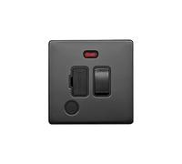 Lieber Black Nickel 13A Switched Fuse Connection Unit&Flex Outlet/Neon-Black Insert Screwless
