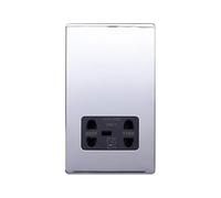Lieber Polished Chrome Shaver Socket 230/115V Plate - Black Insert Screwless for Bathroom