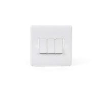 Lieber Silk White 3 Gang Intermediate Light Switch with a Curved Edge | Triple Intermediate Switch, Suitable for the Home, Kitchen, Bedroom, Living Space and Office Lighting