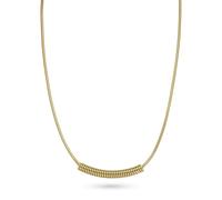LIEBESKIND Berlin Necklace - Stainless Steel Necklace - IP Gold - Round Snake Chain Adjustable up to 45 cm - Waterproof and Skin-Friendly
