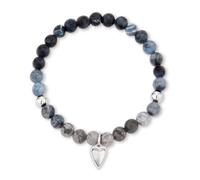 LIEBESKIND Berlin Women's Beads Bracelet with Heart Pendant | Bracelet made of semi-precious stones, heart pendant, elastic band, waterproof, skin-friendly