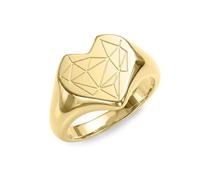 LIEBESKIND Berlin Women's Ring - Stainless Steel Finger Ring with Broken Heart Motif - Gold, Size 52 - Elegant Jewellery for Any Occasion and the Perfect Gift
