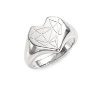 LIEBESKIND Berlin Women's Ring - Stainless Steel Finger Ring with Broken Heart Motif - Silver, Size 52 - Elegant Jewellery for Any Occasion and the Perfect Gift