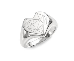 LIEBESKIND Berlin Women's Ring - Stainless Steel Finger Ring with Broken Heart Motif - Silver, Size 52 - Elegant Jewellery for Any Occasion and the Perfect Gift