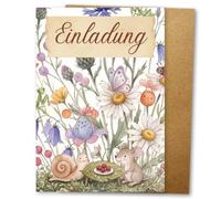 LIEBEVON 10 x Invitation Cards Wild Flowers with Envelope A6