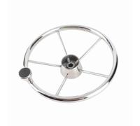 LiebeWH Boat Steering Wheel 5 Spoke Stainless Steel Marine Accessories, 13.5in Universal Steering Wheel with Knob for 3/4in Tapered Shaft, Stable Control Replacement for Boats