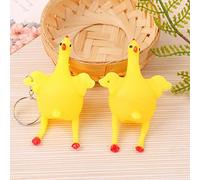 LiebeWH Chicken Squeeze Key Chain Soft Rubber Stress Relief Toy 9cm Cartoon Chicken with Egg Popping Surprise Bright Color for Kids Birthday Party Favors and Desk Fun