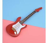 LiebeWH Delicate 18 Cm Mini Wooden Ornament Small Electric Guitar Cake Electric Guitar Model Ornaments Collection with Stand (Red)