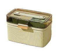 LiebeWH Double Layer Household Box Portable Container, Medication Case, Box for Children with Security Lock, PP Material, Large Capacity, Transparent and Visible, Ideal (Avocado Green)