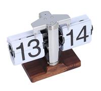 LiebeWH Flip Desk Clock Mechanical Retro Table Clock with Wood Base, 24 Hours Flip Down with Smooth Delicate Body and Knob for Large Numbers, Perfect for Living Room Study Office (White)