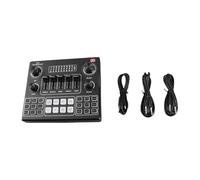 LiebeWH Live Sound Card Mixer Dual Microphones Broadcasting Noise Reduction Recording Accompaniment, Portable DSP Voice Changer with 12 Live Effects 14 Sound Effects for Home