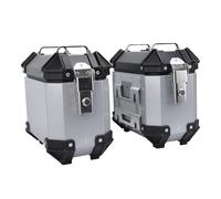 LiebeWH Motorcycle Side Case, Aluminum Alloy Side Box 18L with Lock and Reflective Stickers, Hard Saddlebag Left Right Storage Carrier for Touring Riders for (Silver)