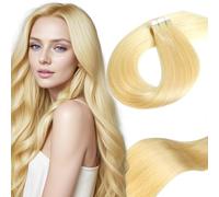 LieblichWelle Adhesive Hair Extensions Natural Bleached Blonde 45cm, 20pcs, 50g/Pack - Salon Quality, Easy and Comfortable to Use for Young Women (Bleached Blonde, 45cm)