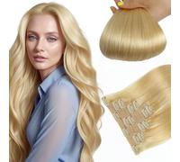 LieblichWelle Human Hair Extensions Clip in Hair Extensions Real Human Hair Blonde 18 inch, 7pcs, 80g/Pack, Salon-Grade Quality, Easy Comfort Wear for Women (Blonde, 18 inch)