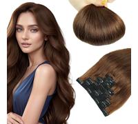 LieblichWelle Human Hair Extensions Clip in Hair Extensions Real Human Hair Brown 18 inch, 7pcs, 80g/Pack, Salon-Grade Quality, Easy Comfort Wear for Women (Brown, 18 inch)