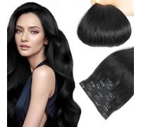 LieblichWelle Human Hair Extensions Clip in Hair Extensions Real Human Hair Jet Black 16 inch, 7pcs, 70g/Pack, Salon-Grade Quality, Easy Comfort Wear for Women (Jet Black, 16 inch)