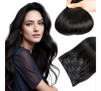 LieblichWelle Human Hair Extensions Clip in Hair Extensions Real Human Hair Off Black 22 inch, 7pcs, 100g/Pack, Salon-Grade Quality, Easy Comfort Wear for Women (Off Black, 22 inch)