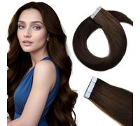 LieblichWelle Tape Extensions Echthaar Braun 45cm, 20Stück, 50g/Packung, Salon-Klasse Qualität, Einfaches und Angenehmes Tragen für Junge Frauen (2# Braun, 45 cm)