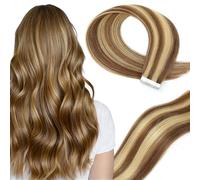 LieblichWelle Tape in Hair Extensions Human Hair 16 inch, 20pcs, 40g/Pack - Salon-Grade Quality, Easy Comfort Wear for Young Women (Chocolate Brown to Caramel Blonde, 16 inch)