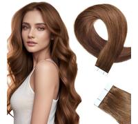 LieblichWelle Tape in Hair Extensions Human Hair Brown 16 inch, 20pcs, 40g/Pack - Salon-Grade Quality, Easy Comfort Wear for Young Women (6# Brown, 16 inch)