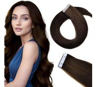 LieblichWelle Tape in Hair Extensions Human Hair Brown 24 inch, 20pcs, 50g/Pack - Salon-Grade Quality, Easy Comfort Wear for Young Women (2# Brown, 24 inch)