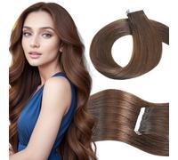 LieblichWelle Tape in Hair Extensions Human Hair Chestnut Brown 24 inch, 20pcs, 50g/Pack - Salon-Grade Quality, Easy Comfort Wear for Young Women (Chestnut Brown, 24 inch)