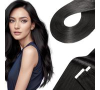 LieblichWelle Tape in Hair Extensions Human Hair Off Black 16 inch, 20pcs, 40g/Pack, Salon-Grade Quality, Easy Comfort Wear for Young Women (Off Black, 16 inch)