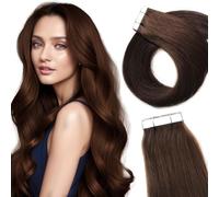 LieblichWelle Tape-in real hair extensions, medium brown, 50 cm, 20 pieces, 50 g/pack, salon class quality, easy and comfortable to wear for young women (medium brown, 50 cm)