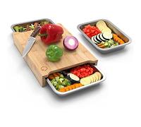 Liebspecht Premium Bamboo Cutting Board Set with 3 Catch Trays [Extra Large] [Improved Version 2021]