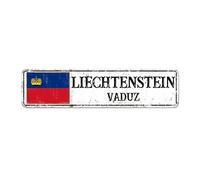 Liechtenstein Street Signs Customized Liechtenstein Flag Metal Sign Liechtenstein Capital Country City Souvenir Metal Tin Sign Rustic Home Decoration Gift for Foreign Friend, Neighbor 3x12in