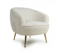 liege fabric tub chair with gold legs in vanilla white